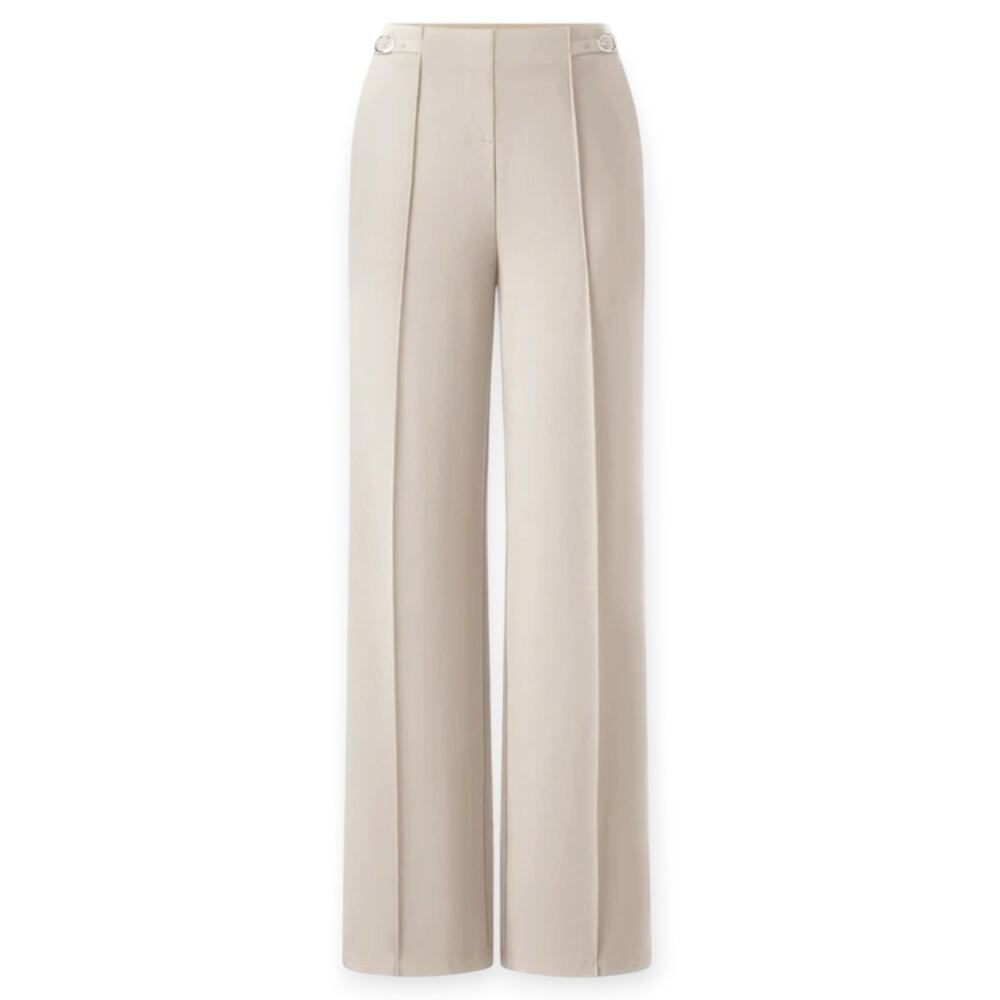 NWT OGL 4 Way Stretch Drapey High Rise Wide Leg Ankle Pants Fog Beige Size XL